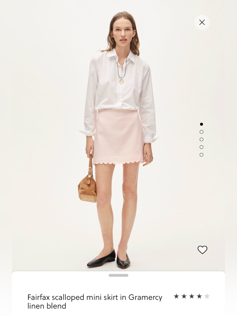 J.Crew Fairfax Scalloped Hem Mini Skirt in Gramercy Light Pink